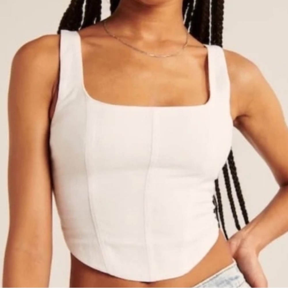 Abercrombie & Fitch White Square Neck Tank Top